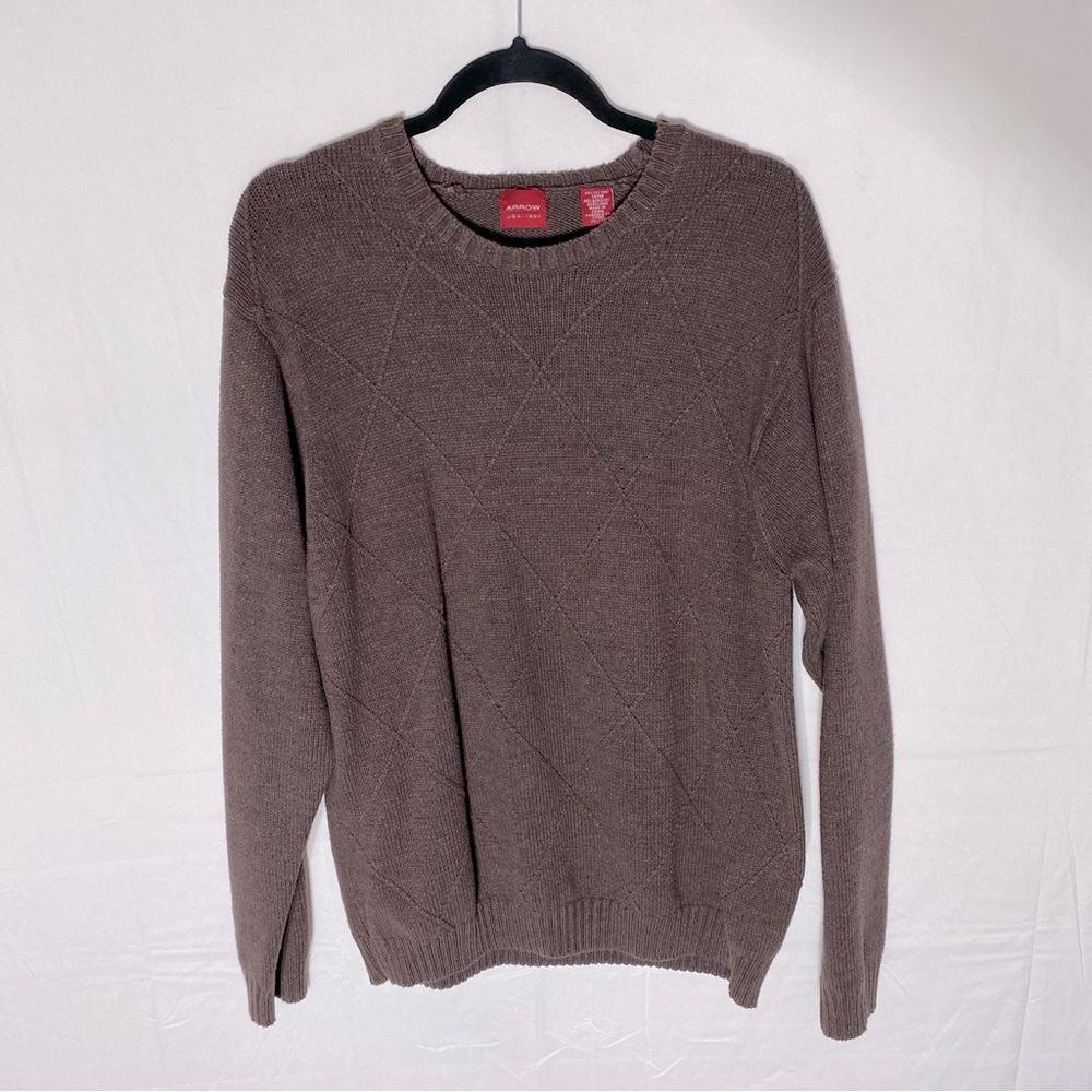 Vintage Arrow USA 1851 Brown Cotton Blend Knit Crew Neck Sweater XL